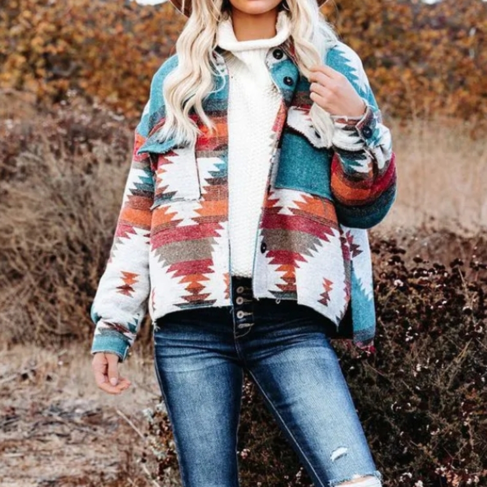 Boho Zion Aztec Print Shirt Jacket / Shacket